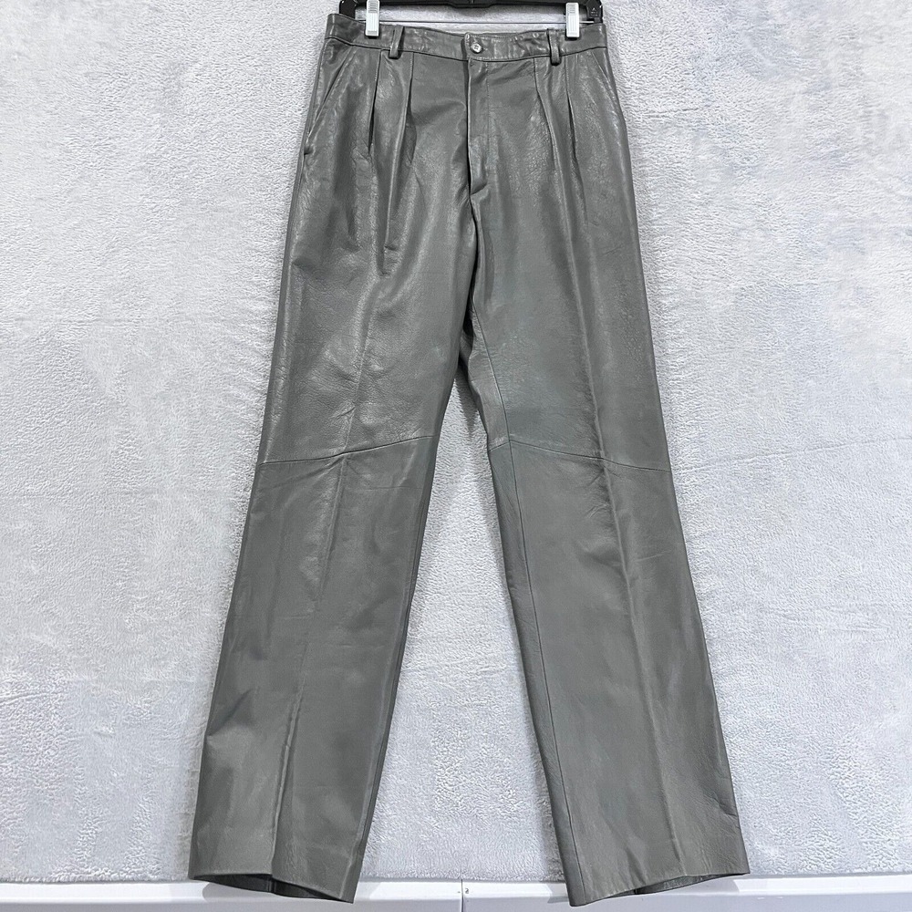 VTG Atlas Leather Pants Women's 28x31 Gray Retro Moto 90s